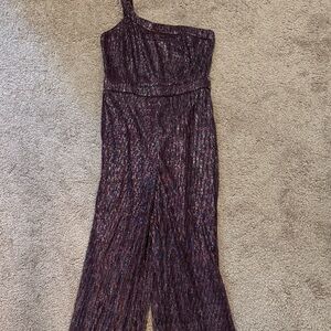 Lulu's Deep Purple One-Shoulder Jumpsuit